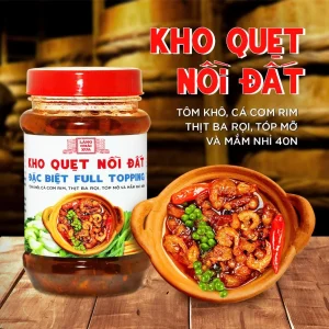 Kho Quẹt Nồi Đất Làng Chài Xưa 250g – Full Topping Tôm Khô, Cá Cơm Rim, Thịt Ba Rọi, Tóp Mỡ – Đậm Đà Thơm Ngon Truyền Thống