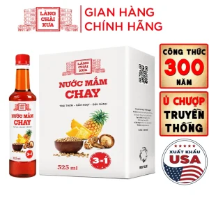Nước Mắm Chay 3 Trong 1 Làng Chài Xưa 525ml – Trái Thơm, Nấm Ngọt, Đậu Nành Không Biến Đổi Gen