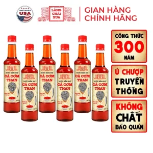 Thùng 6 Chai Nước Mắm Nhĩ Cá Cơm Than Làng Chài Xưa 525ml – Truyền Thống 300 Năm, Tặng 1 Nước Tương 125ml